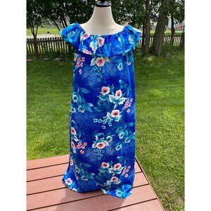 Floral Blue Off-Shoulder Dress